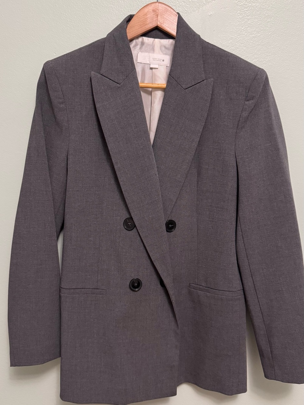 Zara Gray Double-Breasted Women's Blazer